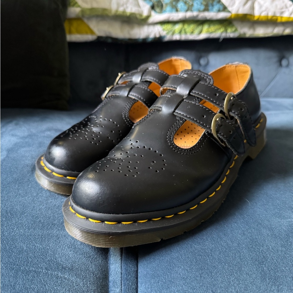 Size 8 Dr Martens 8065 Black Mary Jane Buckle shoes like new